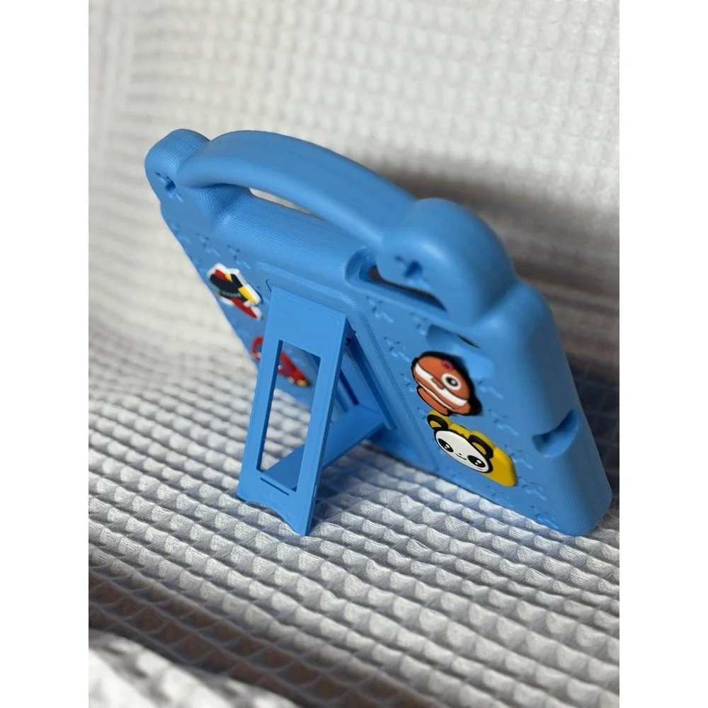 Blue EVA Stand Case with Handle, Integrated Stand, Cartoon Panda Car Airplane